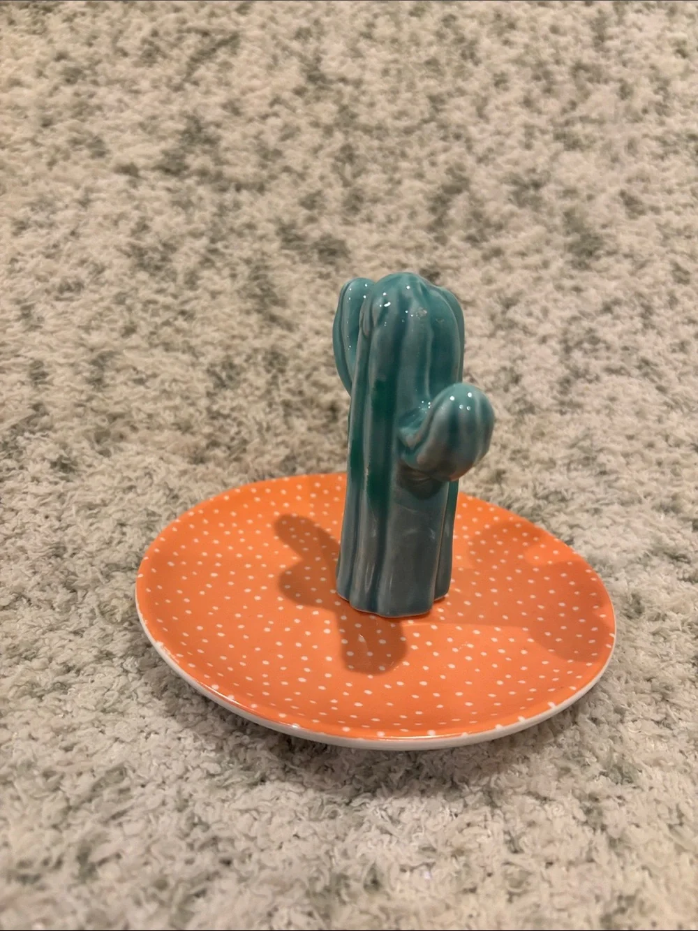 Southwest Ceramic Teal Cactus Ring Jewelry Trinket Dish NWT Sass & Belle 5x4”
